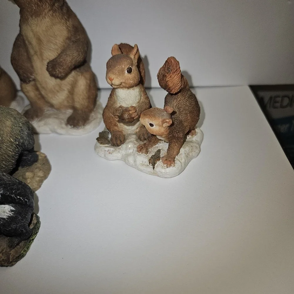 Vintage 1997 Enesco Forest Animal Figurines Set Deer Bear Squirrel Rabbit‎ Skunk